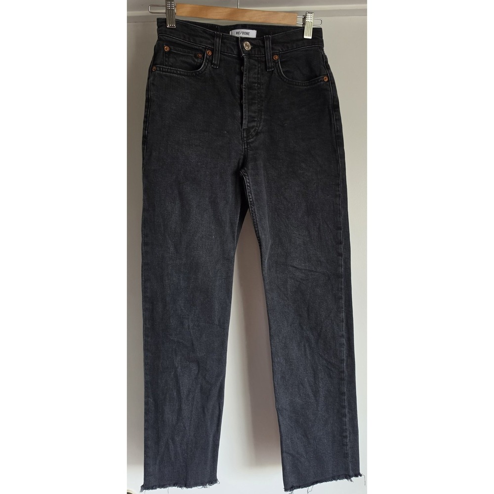 RE/DONE Jeans Women 25 Straight Faded Black Denim Casual Pants Trousers